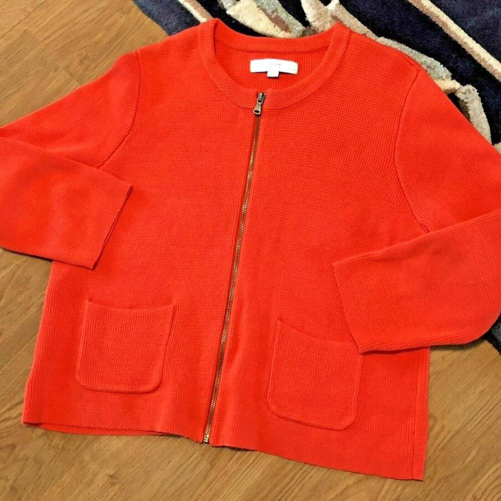 SOLD 📦 LOFT PETITES - FULL ZIP CARDIGAN XLP - Picture 1 of 8